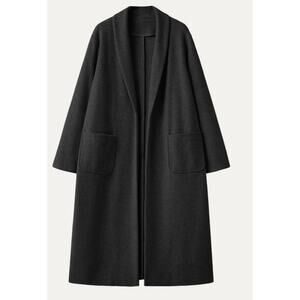 OGL Women’s Shawl Collar Patch Pocket Long Black Coat Size Small